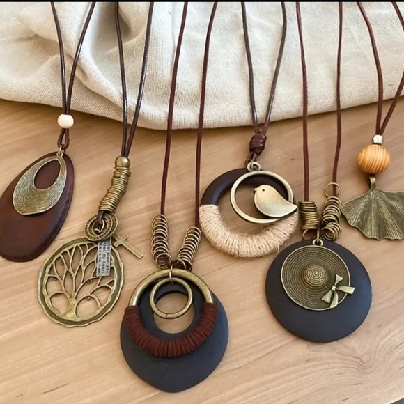 no tag Jewelry - Artisan Brown and Gold Pendant Necklace Collection